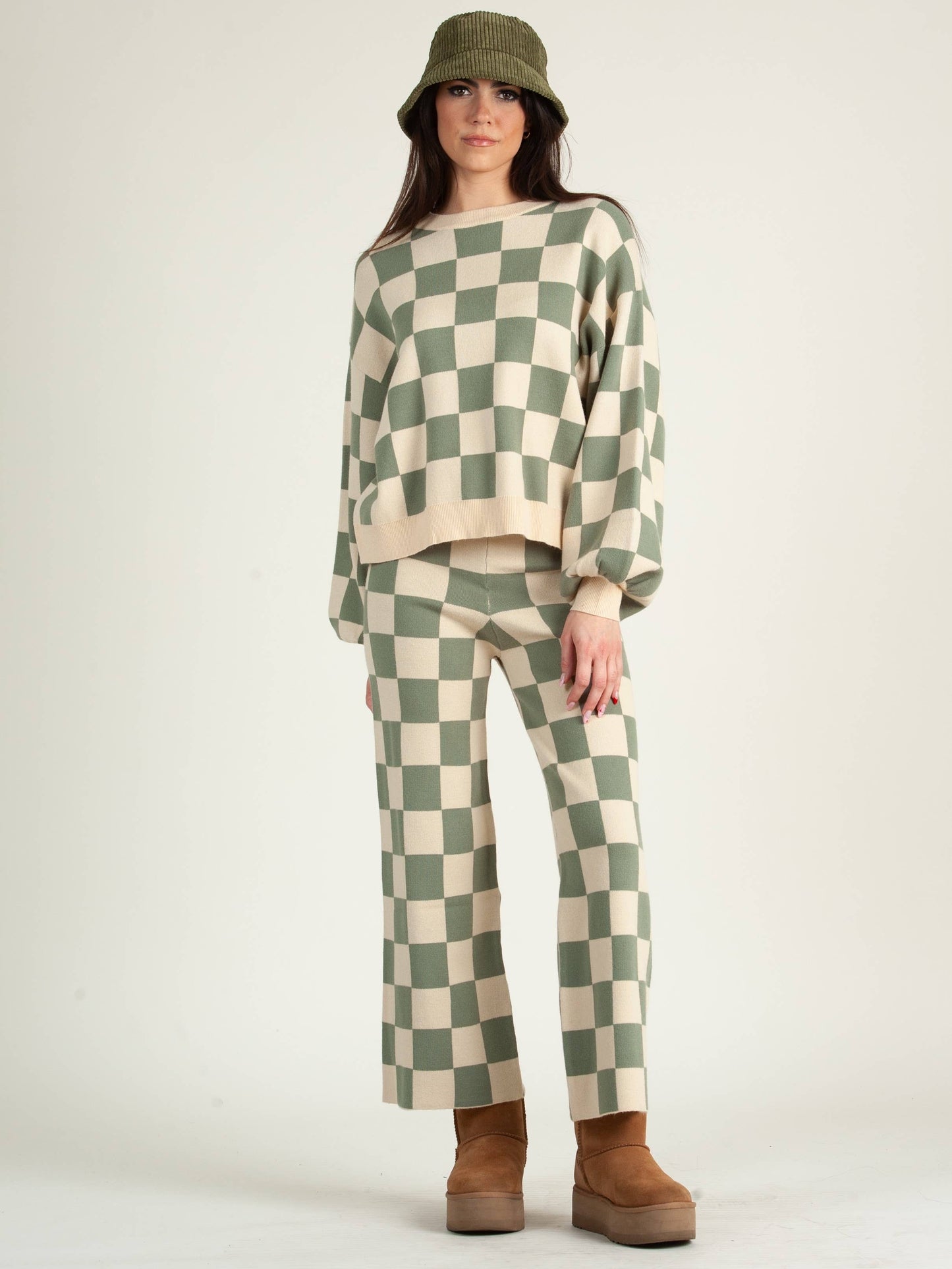 Women’s Checkered Crew Neck Sweater