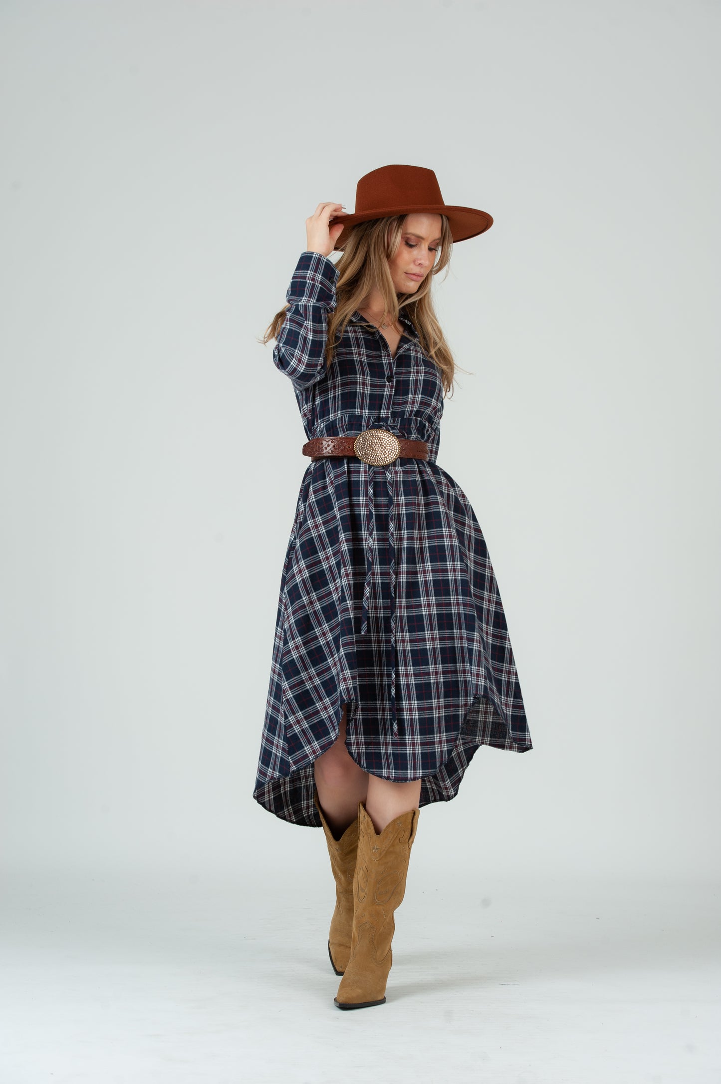 Women’s Flannel Midi Shirt Dress