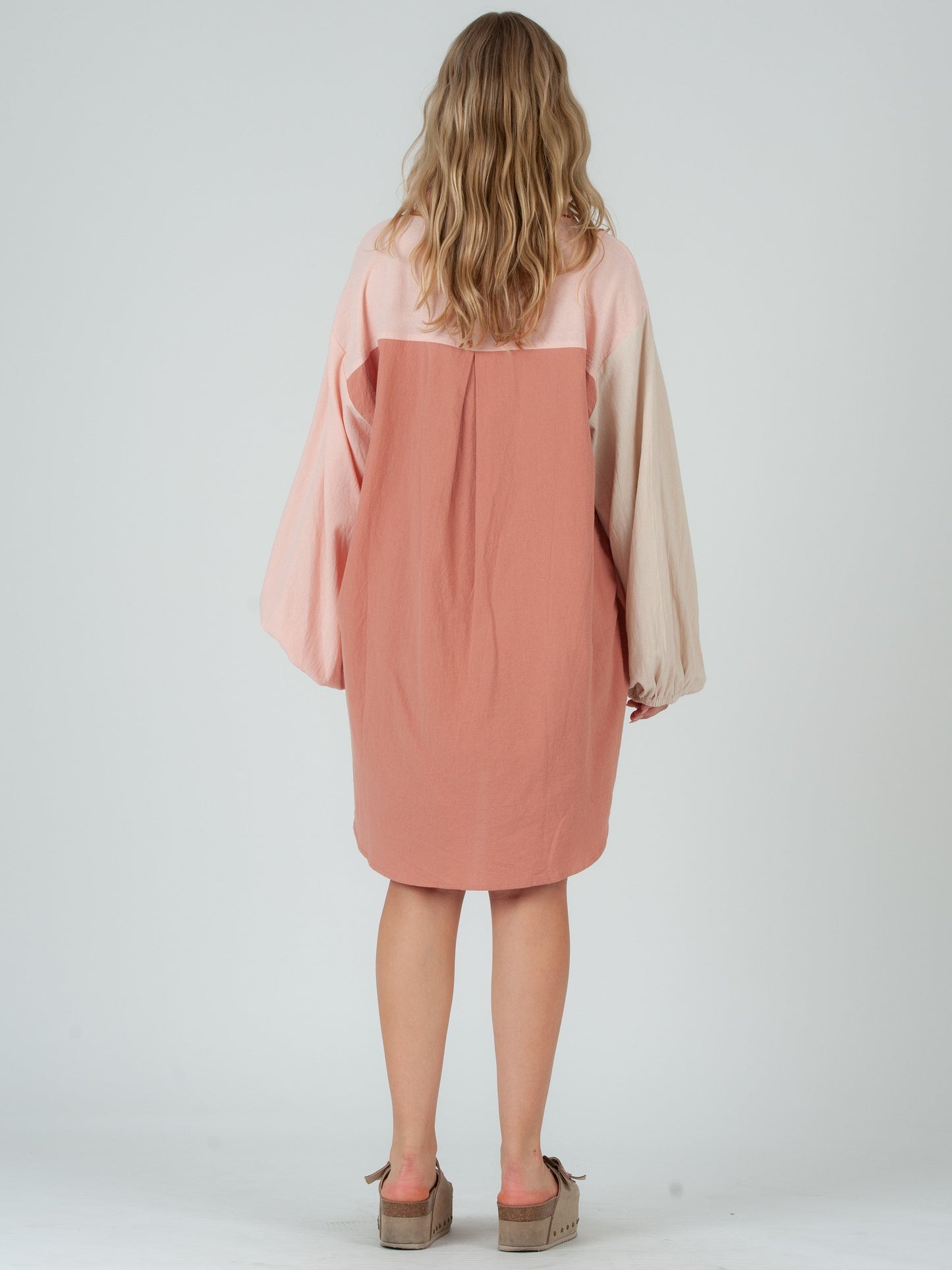 Women’s Cotton Color Block Shirt Dress