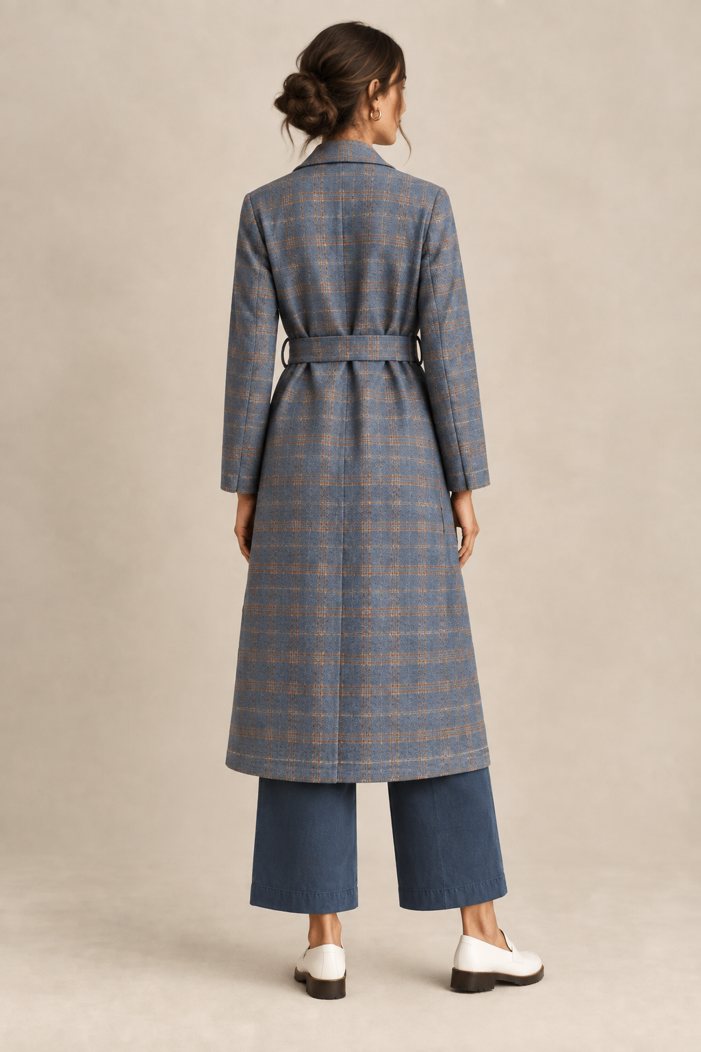 Women’s Plaid Open-Front Trench Jacket