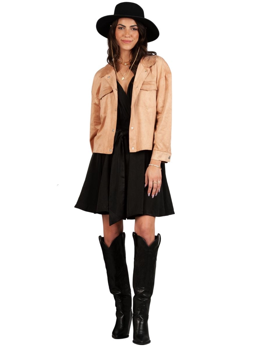 Women’s Vegan Suede Trucker Jacket