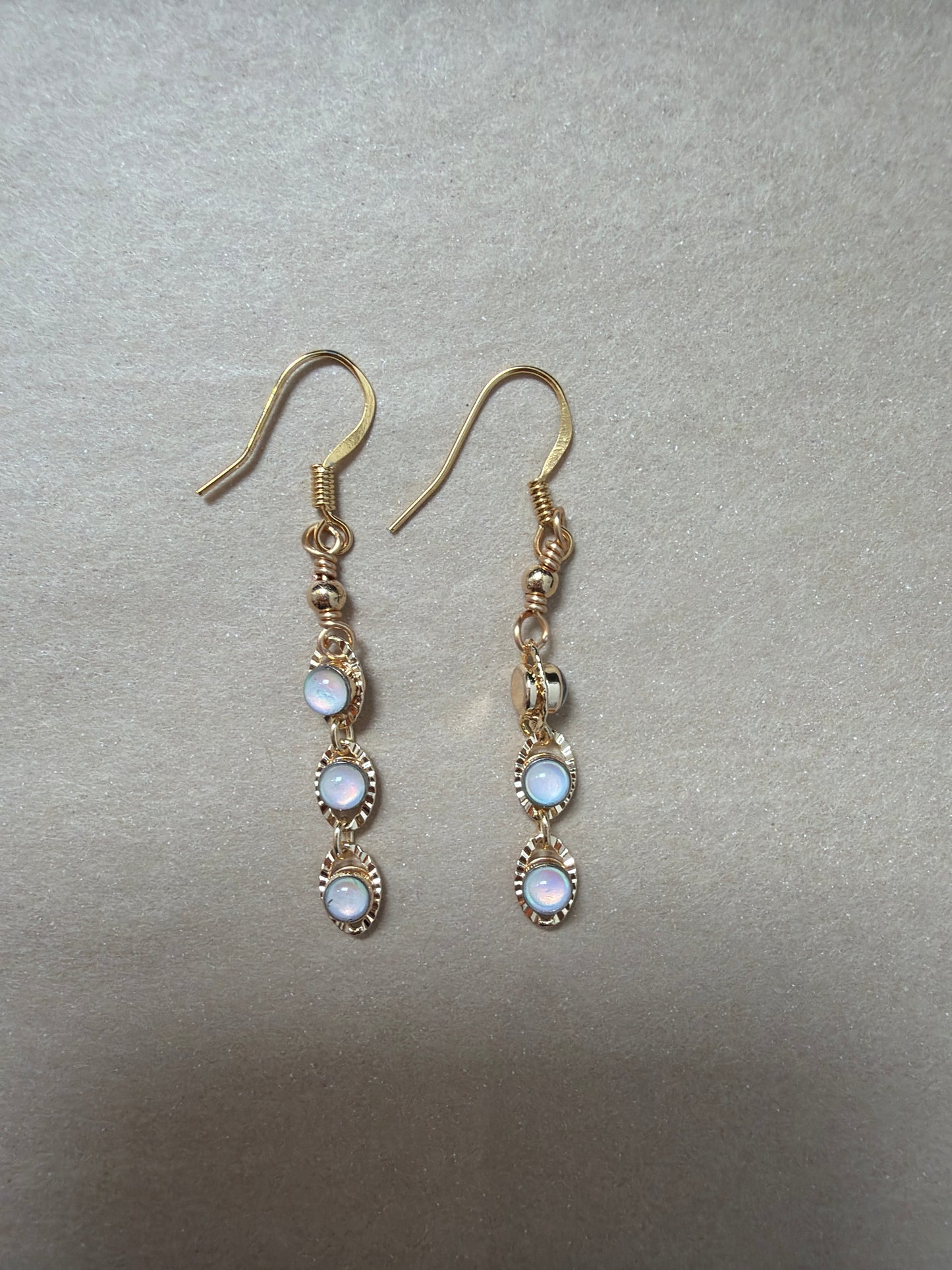 18k + Gemstone Hook Earrings