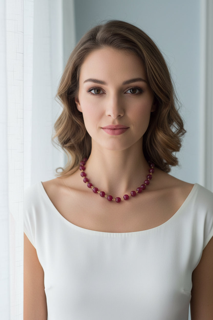 Women’s Natural Ruby Beaded Necklace