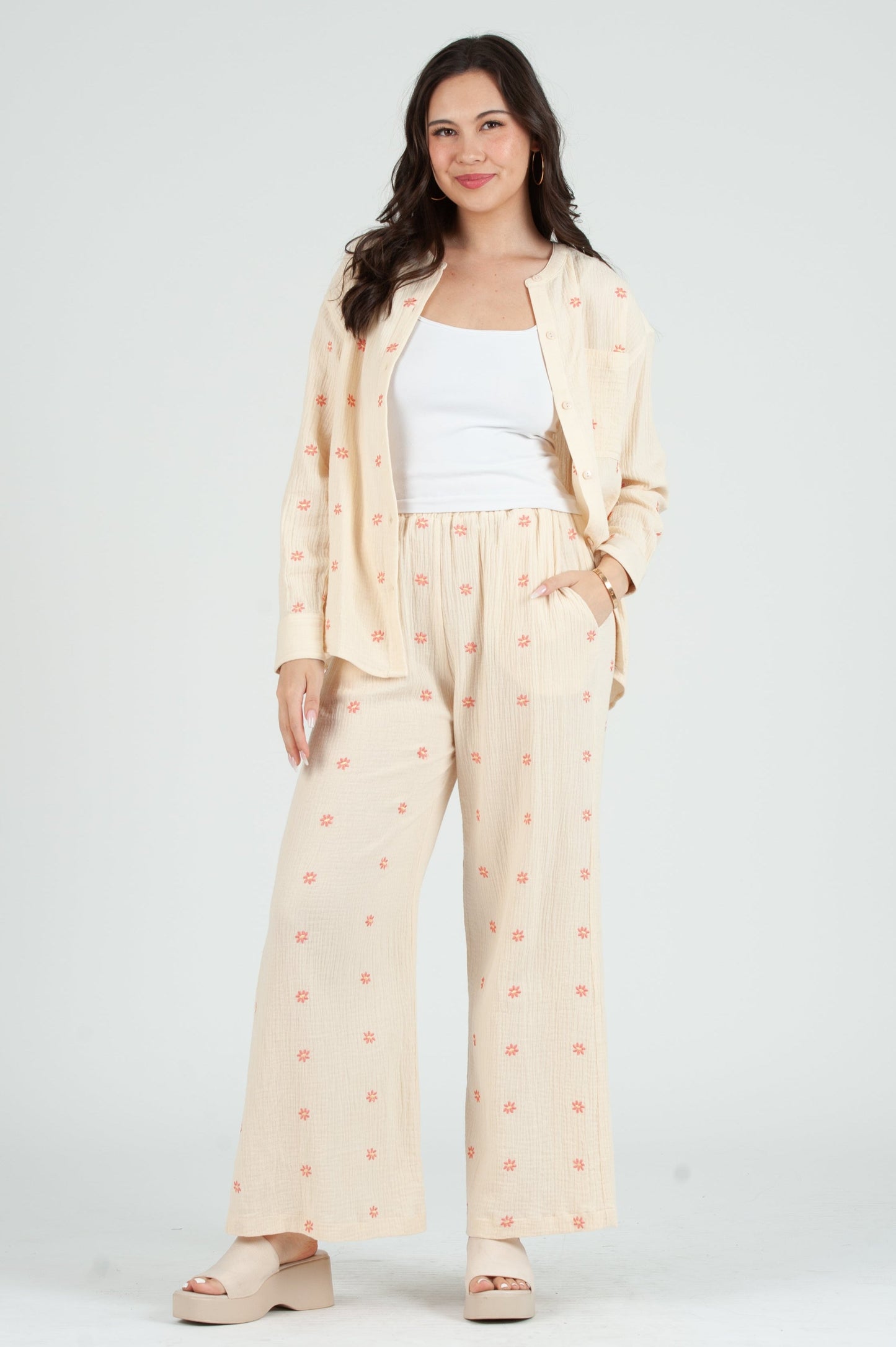 Women's Gauze Elastic Waist Pants