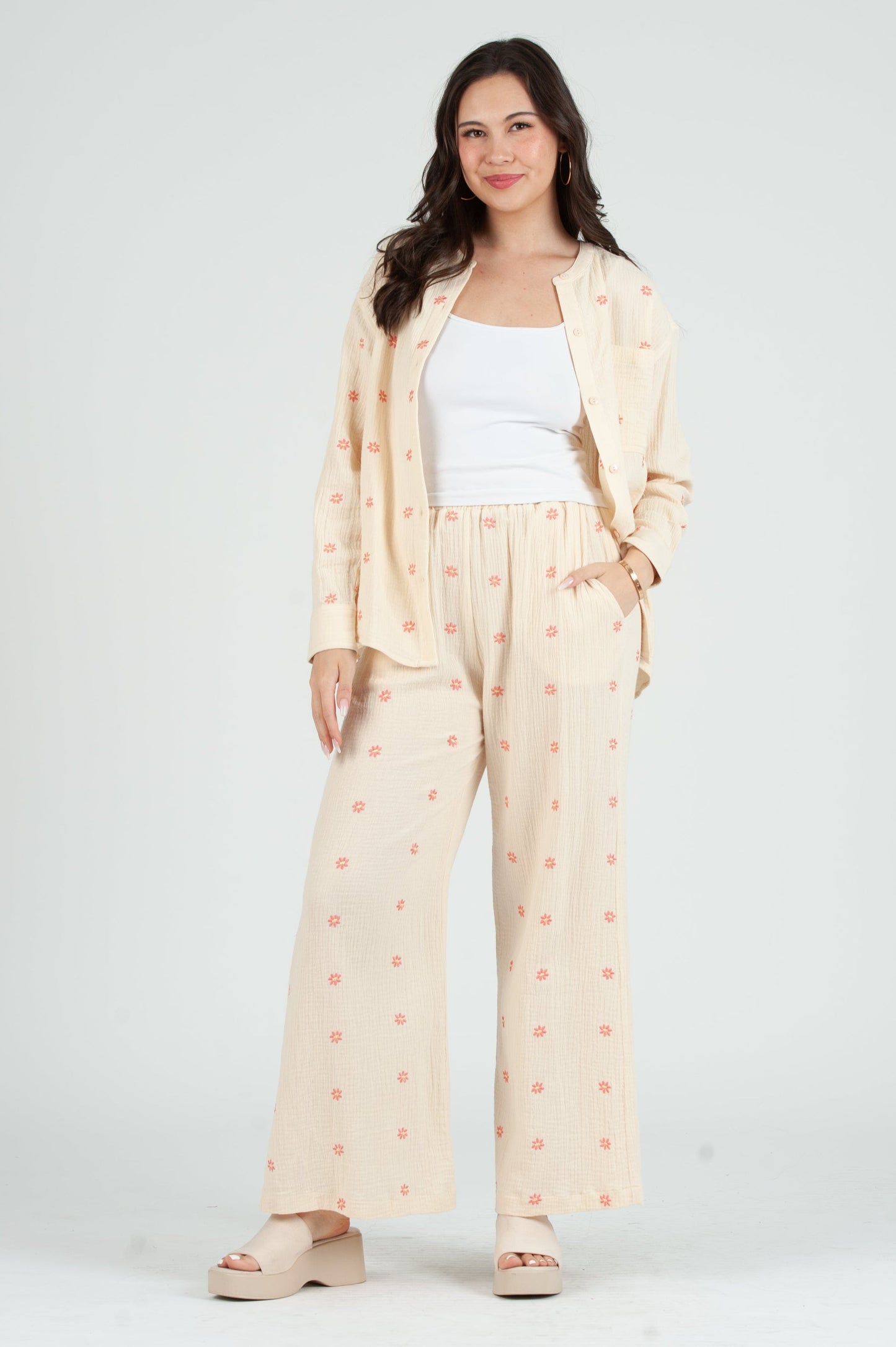 Women's Gauze Button Down Shirt in Ditzy Floral