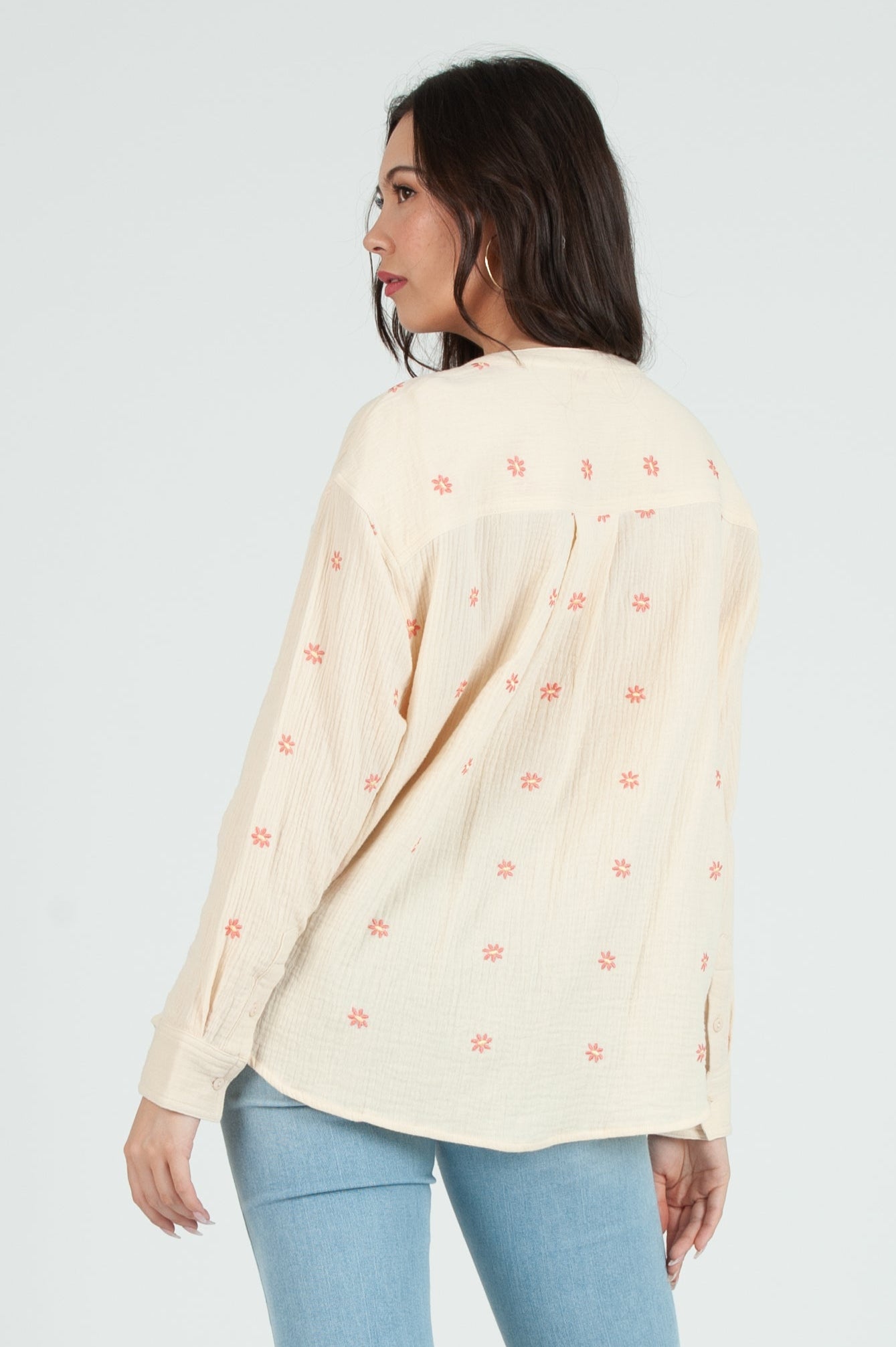 Women's Gauze Button Down Shirt in Ditzy Floral
