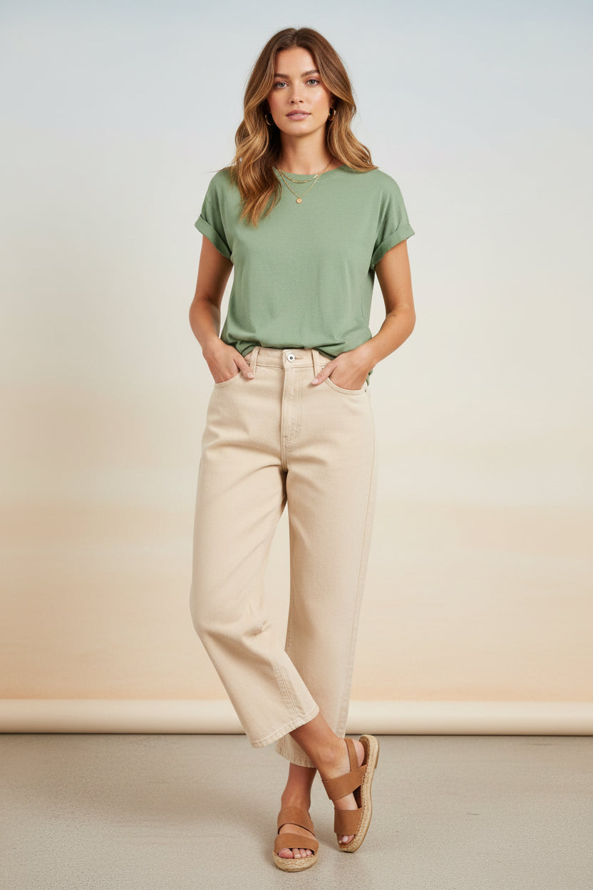 Women’s Cotton Rolled Sleeve Tee Shirt