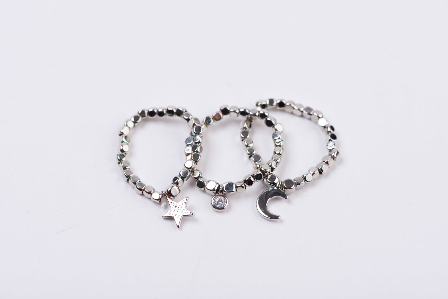 CELESTIAL SILVER BEADED RING