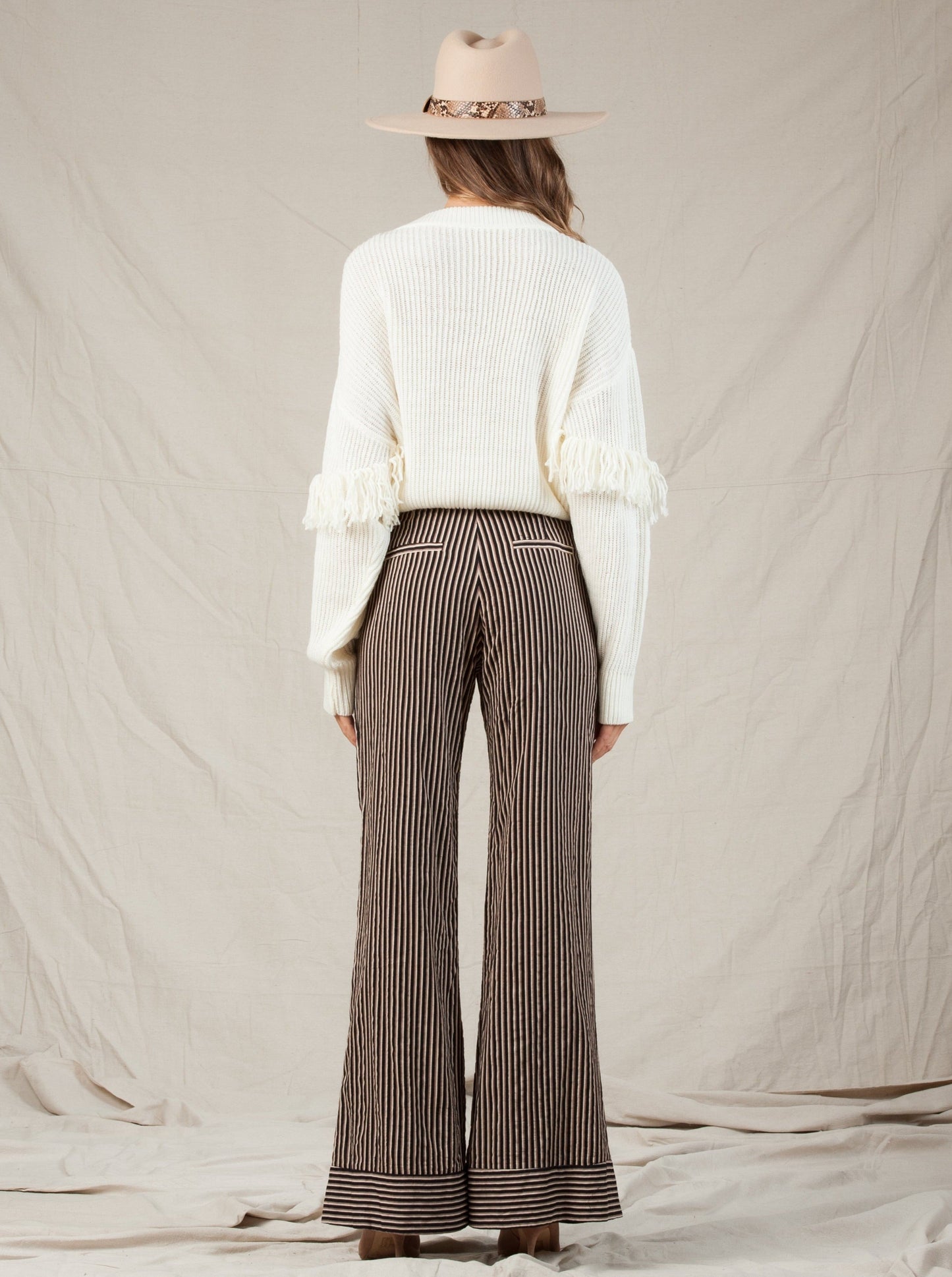 Women’s Cotton Striped Wide Leg Pants