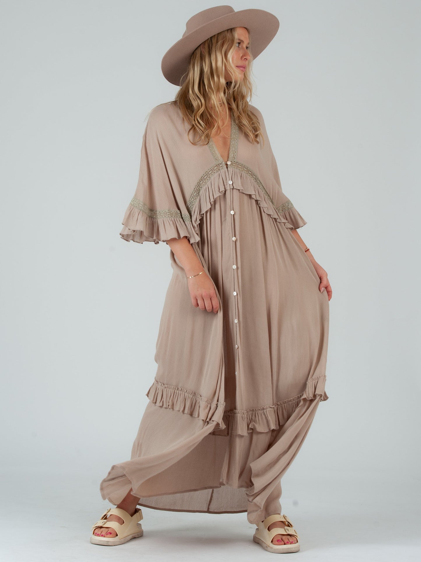 BEIGE BOHO MAXI DRESS