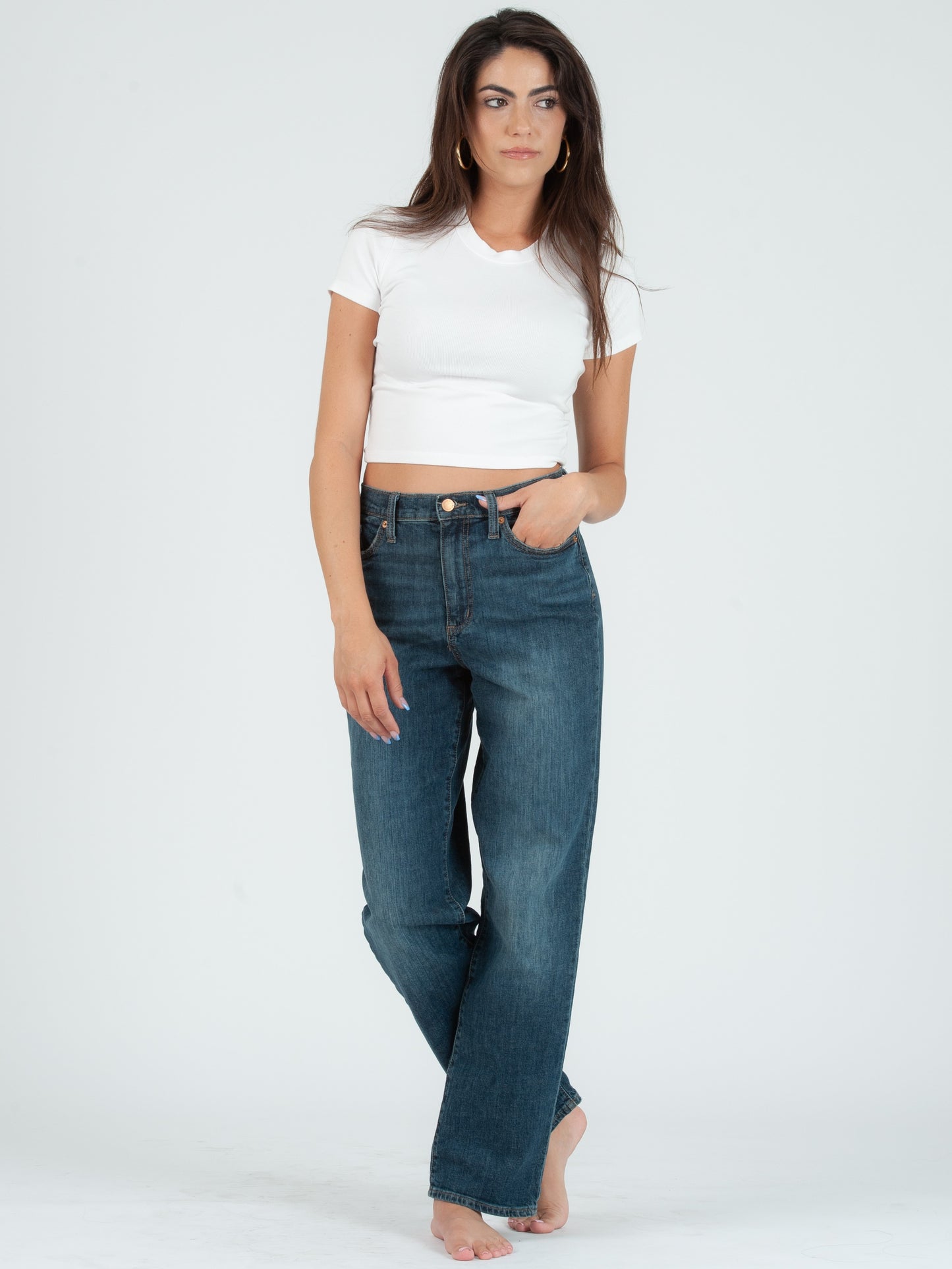 NICOLE ROUND NECK CROPPED TEE-WHITE