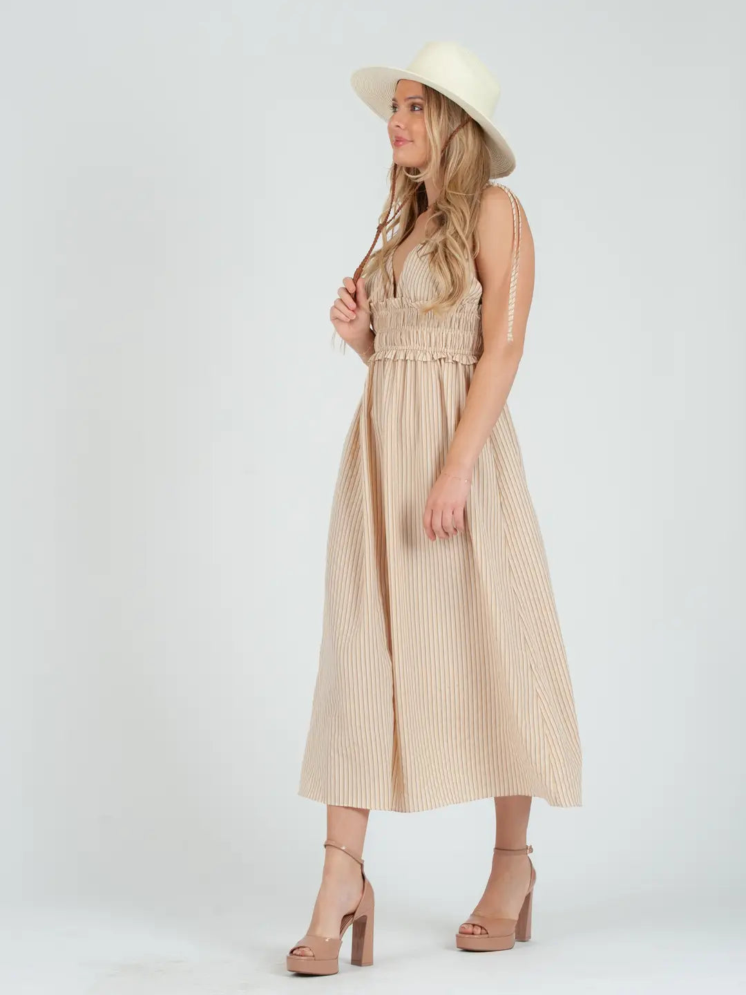 Women's Striped Midi Dress