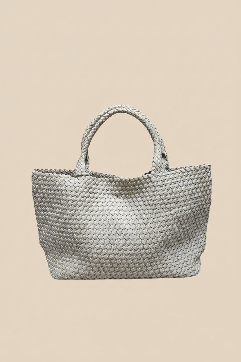 Women’s Large Braided Pleather Tote with Pouch