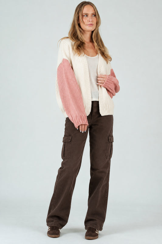Women’s Hand Knitted Color Block Cardigan