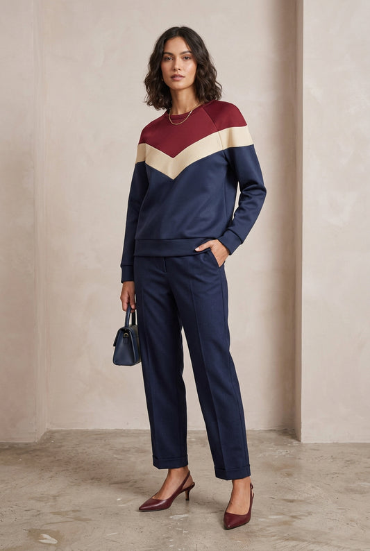 Women’s Neoprene Chevron Color Block Sweatshirt