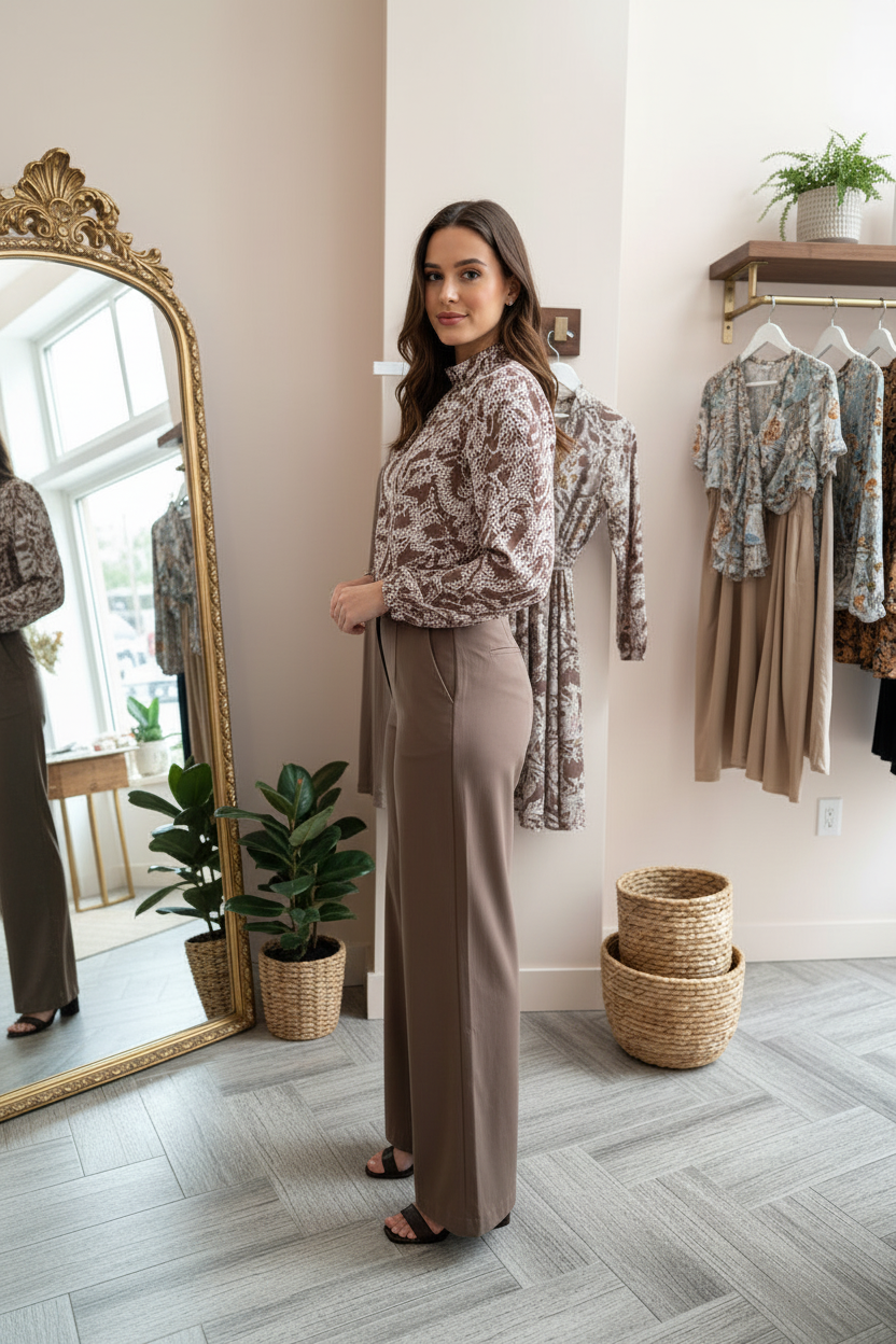 Women’s Abstract Leopard Tie-Back Blouse