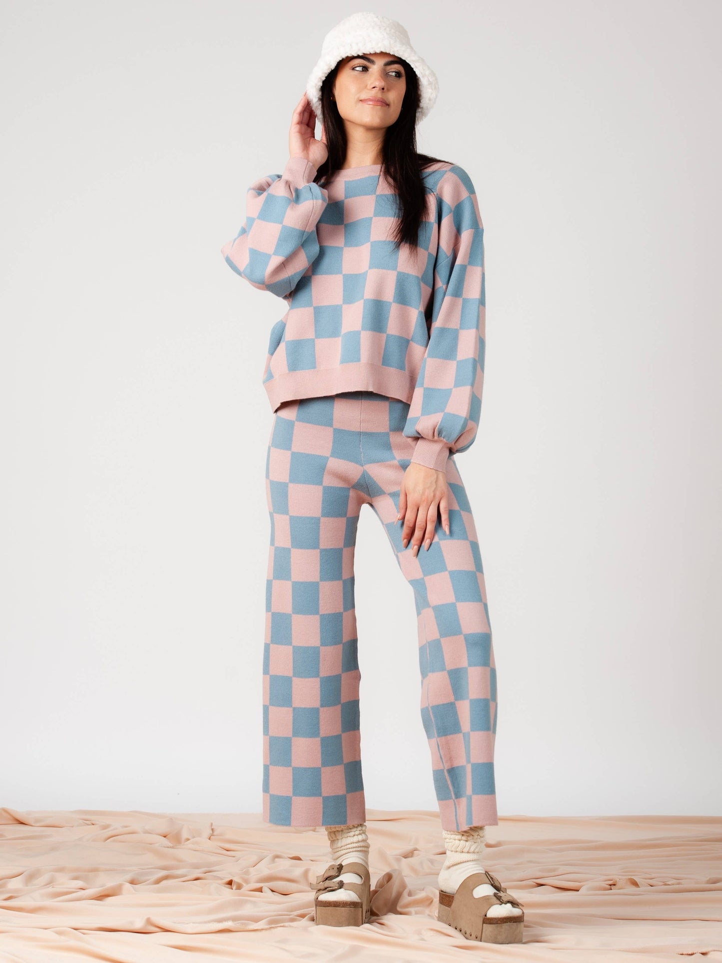 Women’s Checkered Crew Neck Sweater