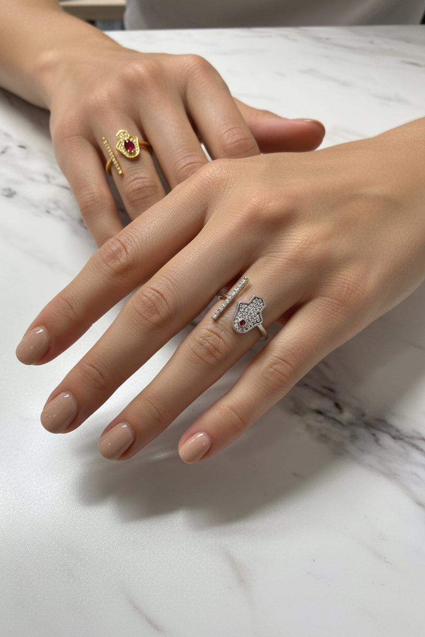 Silver Evil Eye & Hamsa Rings