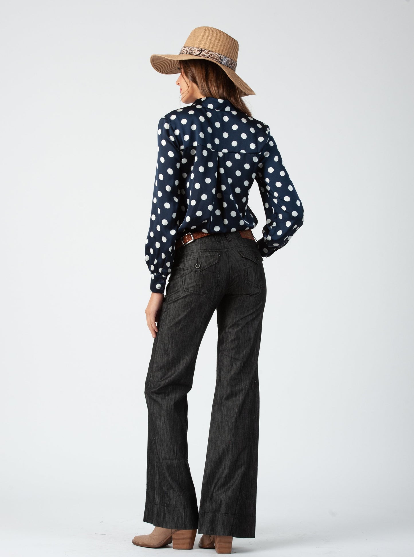 Women’s Large Polka Dot Long Sleeve Blouse