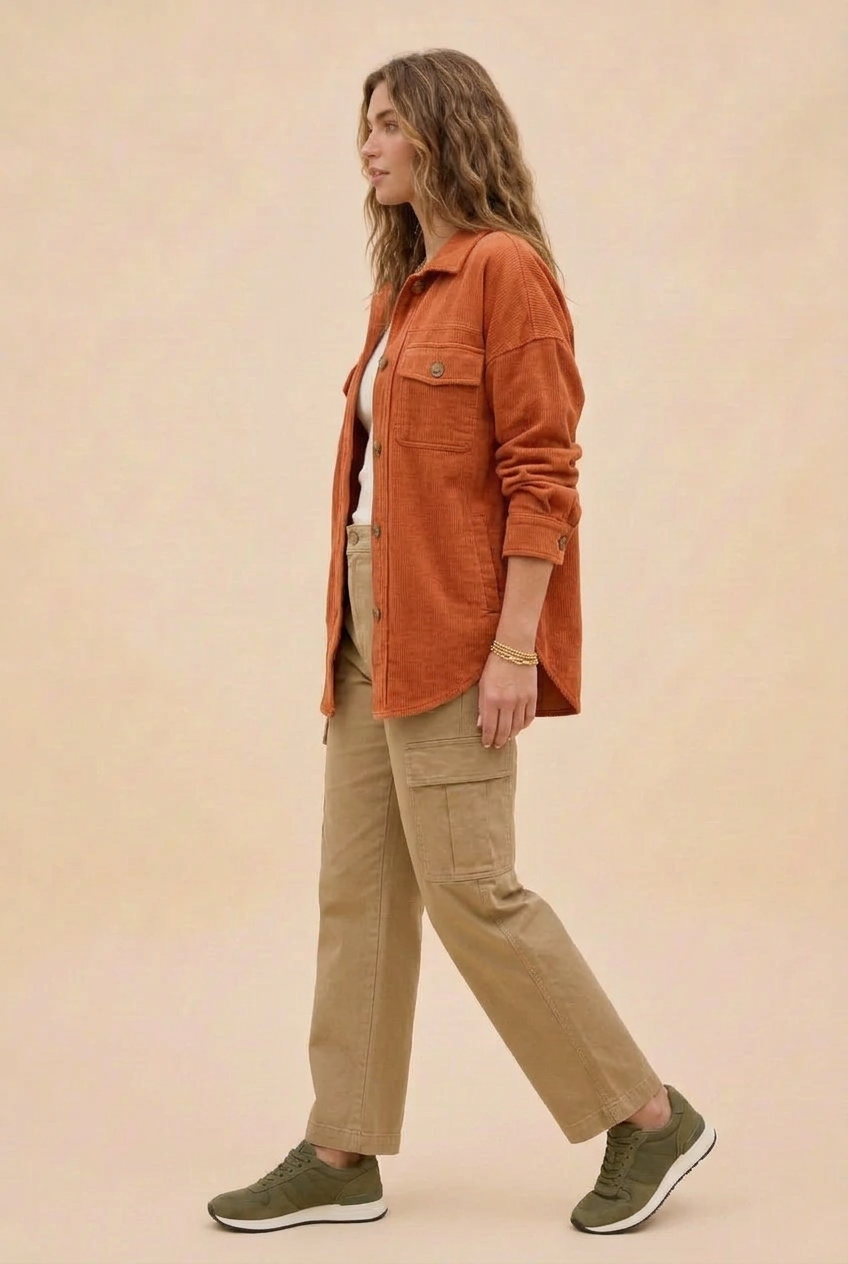 Women’s Fleece Shacket - Oversized Button-Front Shirt Jacket