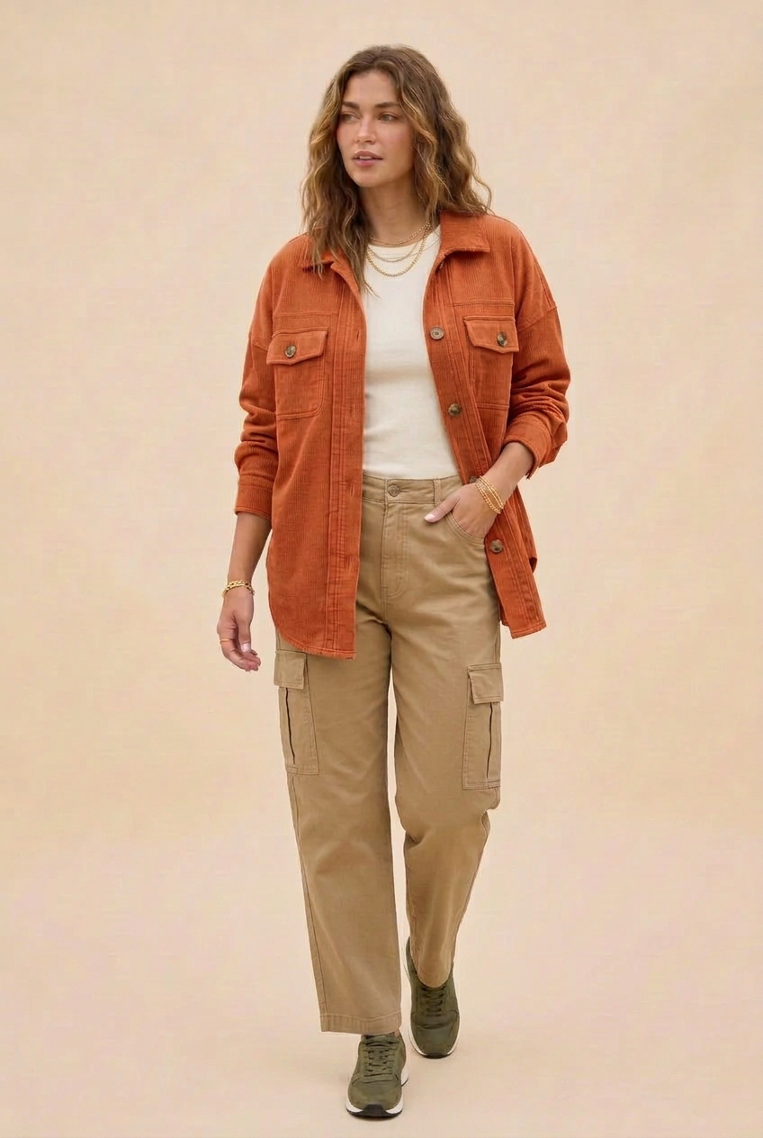 Women’s Fleece Shacket - Oversized Button-Front Shirt Jacket