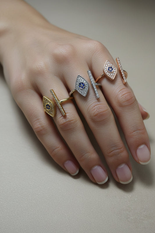 Silver Evil Eye & Hamsa Rings