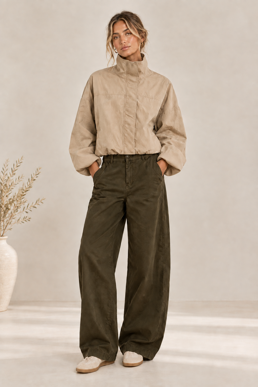 Women’s Cotton Funnel Neck Jacket