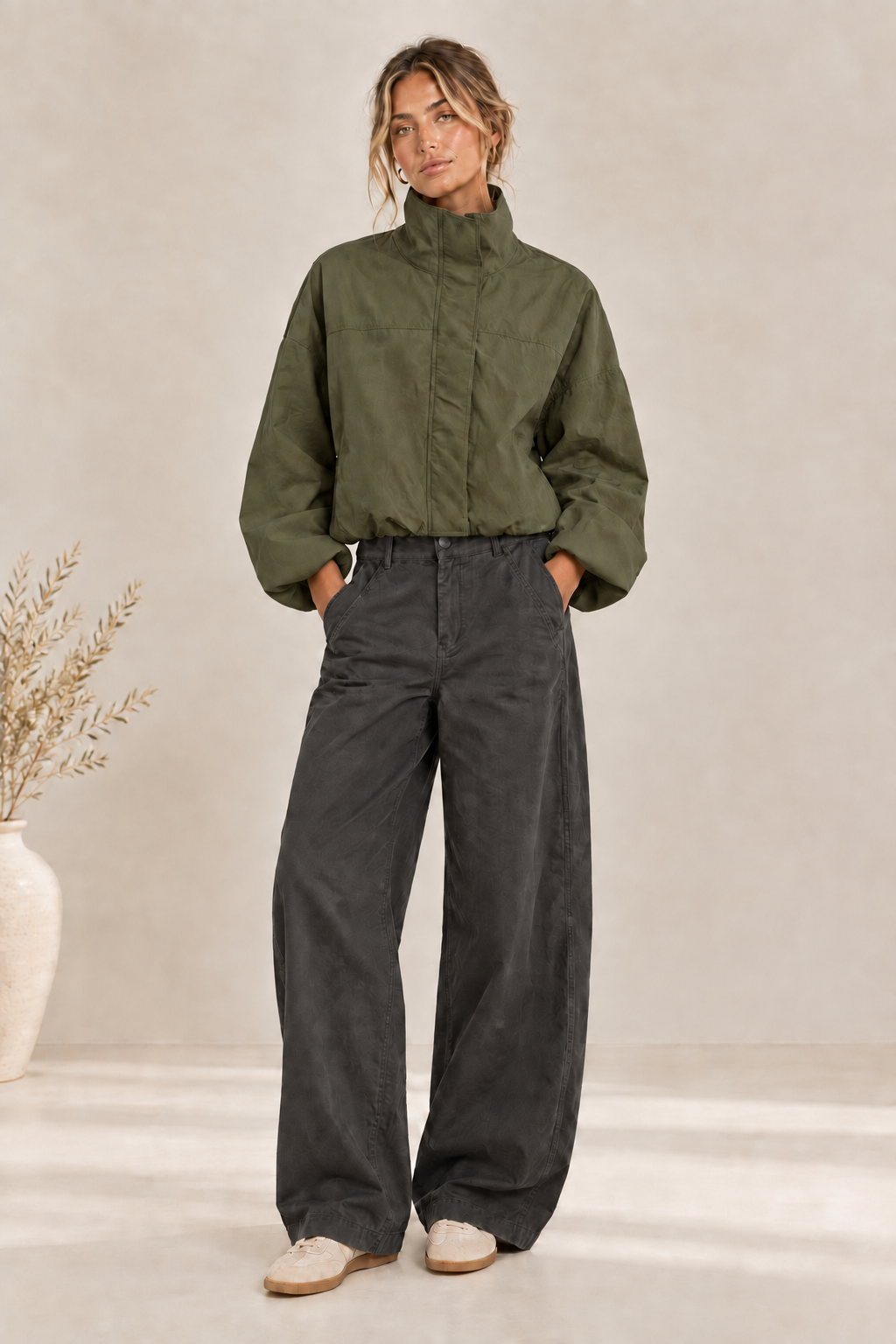 Women’s Cotton Funnel Neck Jacket