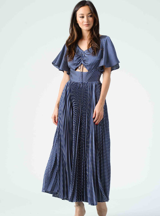 Women’s Navy Polka Dot Midi Dress