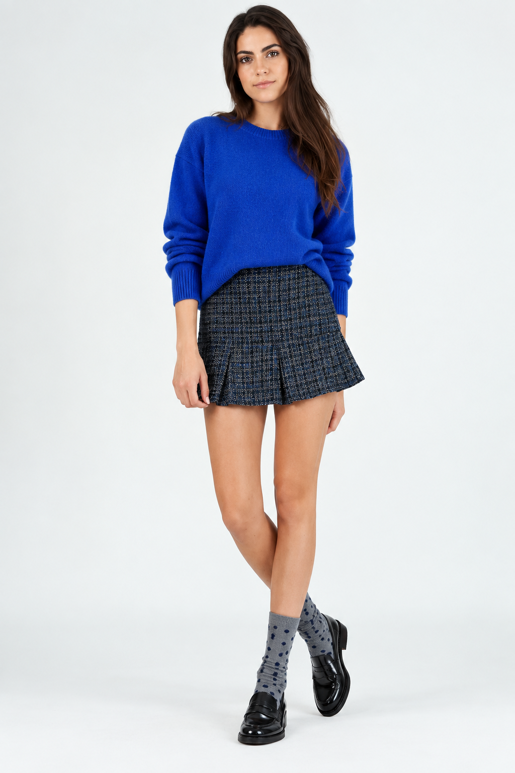 Women's Tweed Pleat Mini Skirt