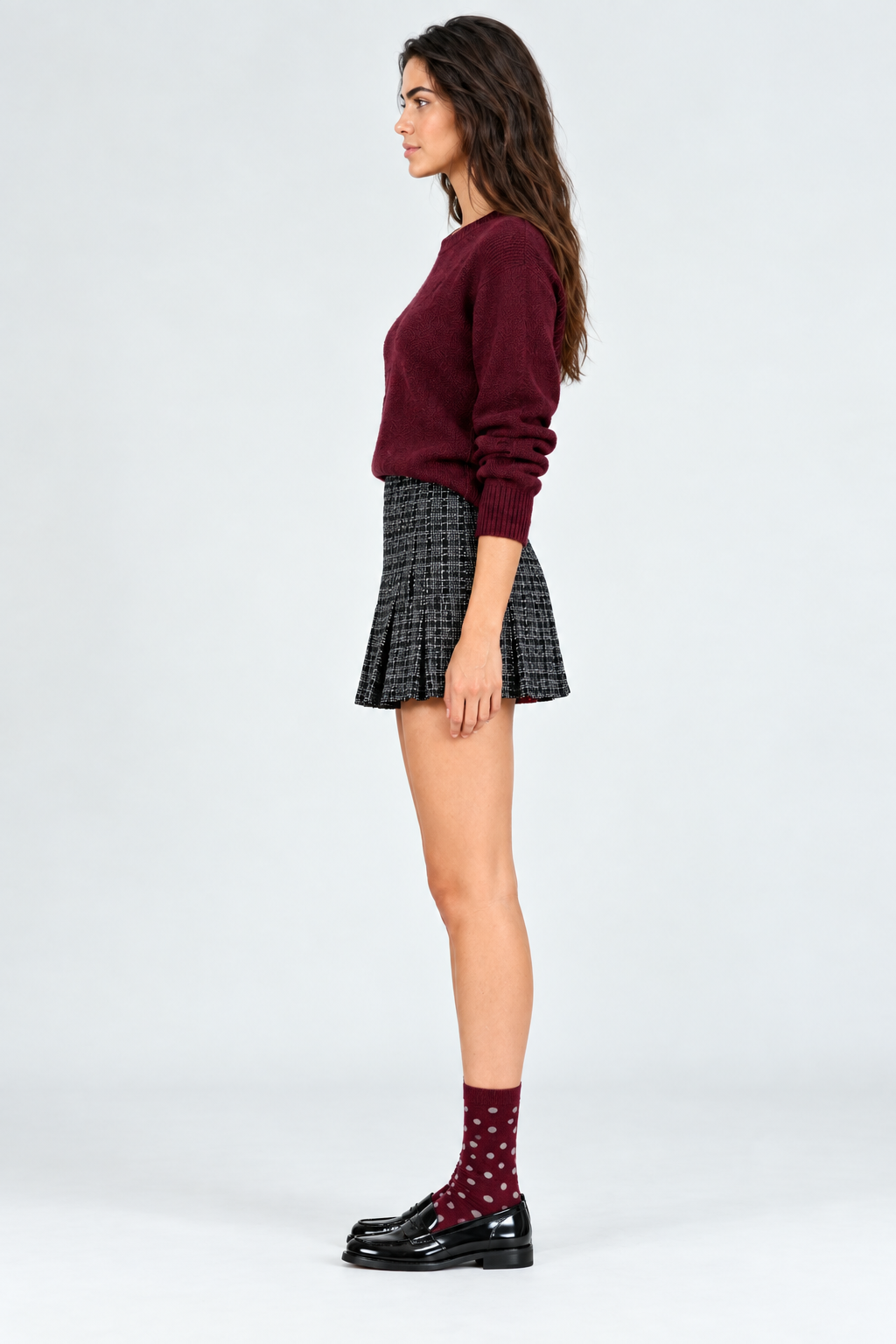 Women's Tweed Pleat Mini Skirt