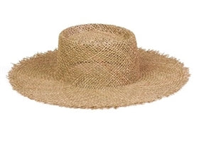 Seagrass Boater Hat with Frayed Edges
