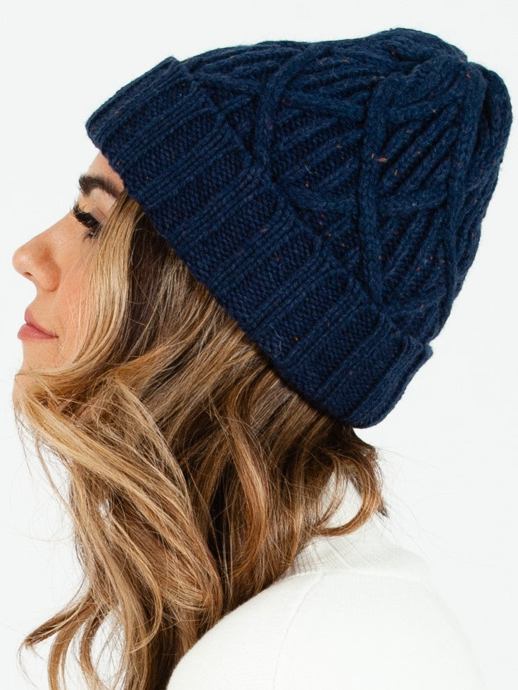 Women’s Cross Cable Knit Beanie