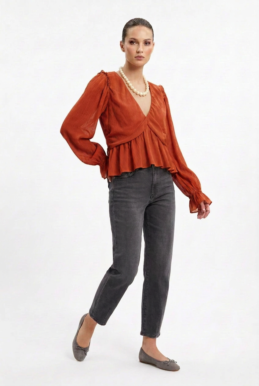 Women’s Drape V Neck Blouse