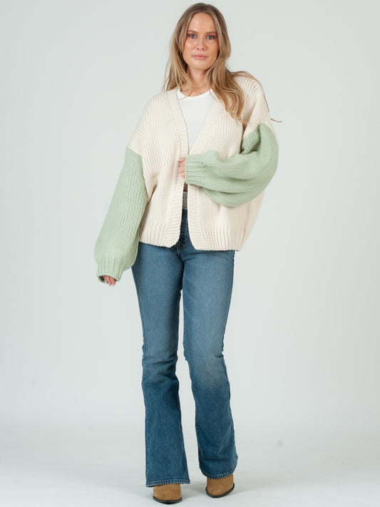 Women’s Hand Knitted Color Block Cardigan