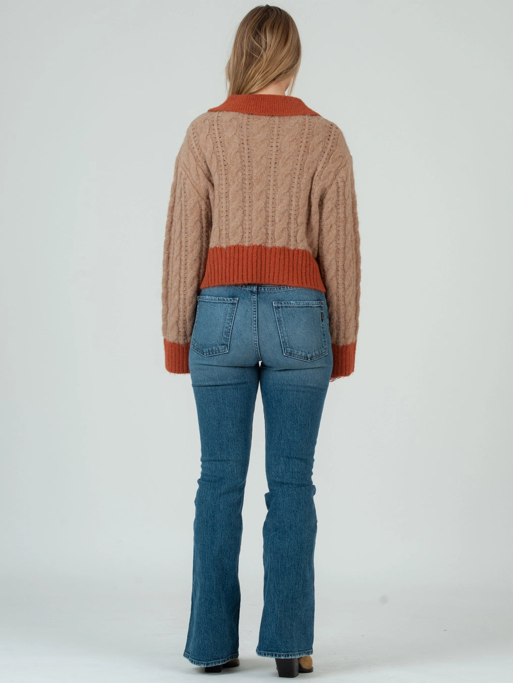 Women’s Cable Knit Collared Sweater