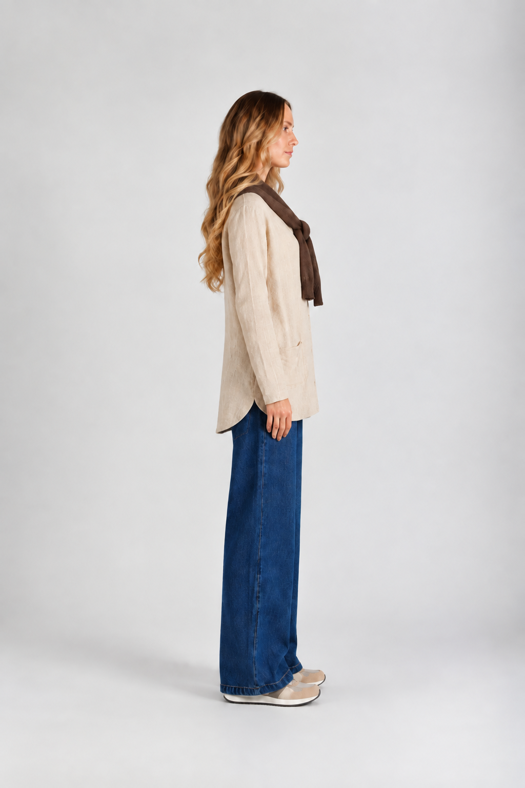 Women's Solid Double Gauze Button Down Tunic Top