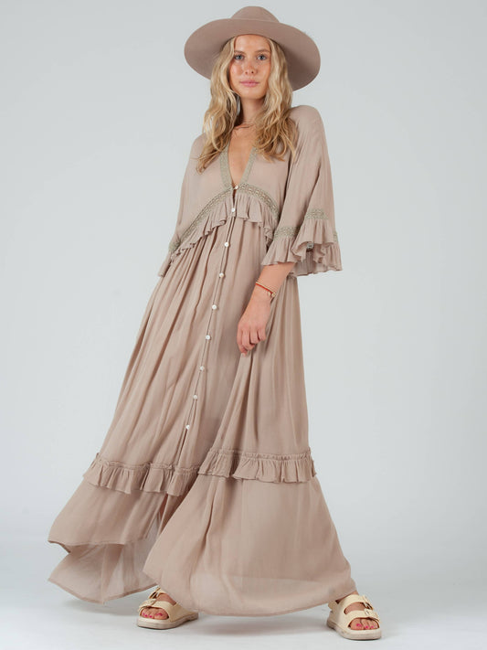 BEIGE BOHO MAXI DRESS