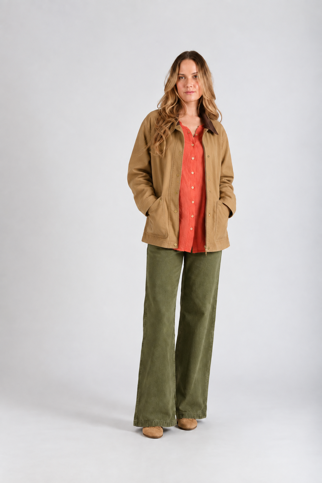 Women's Solid Double Gauze Button Down Tunic Top