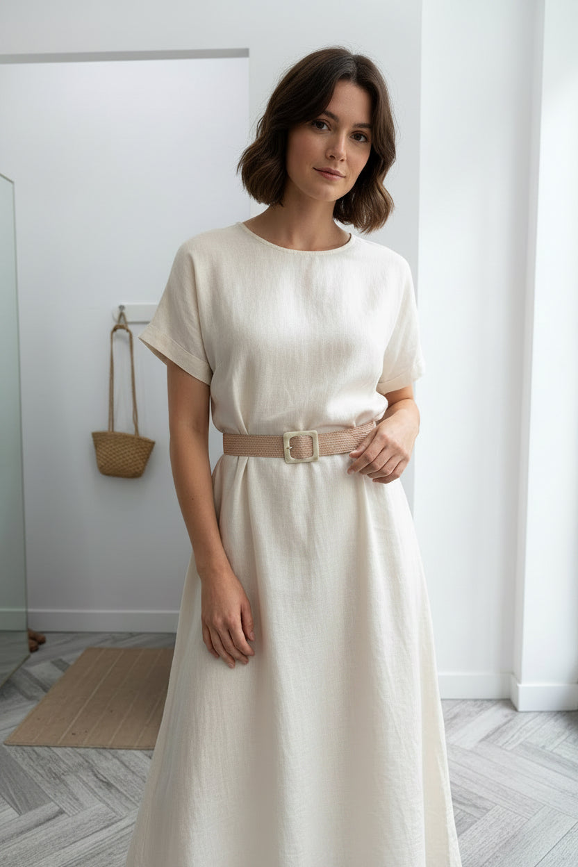 Women’s Marble Buckle Straw Belt