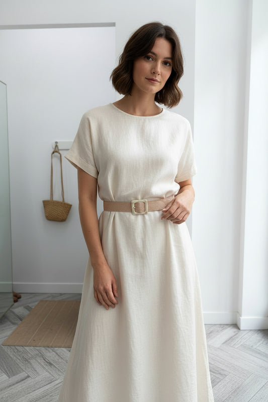 Women’s Marble Buckle Straw Belt