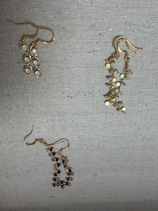 18k + Gemstone Hook Earrings