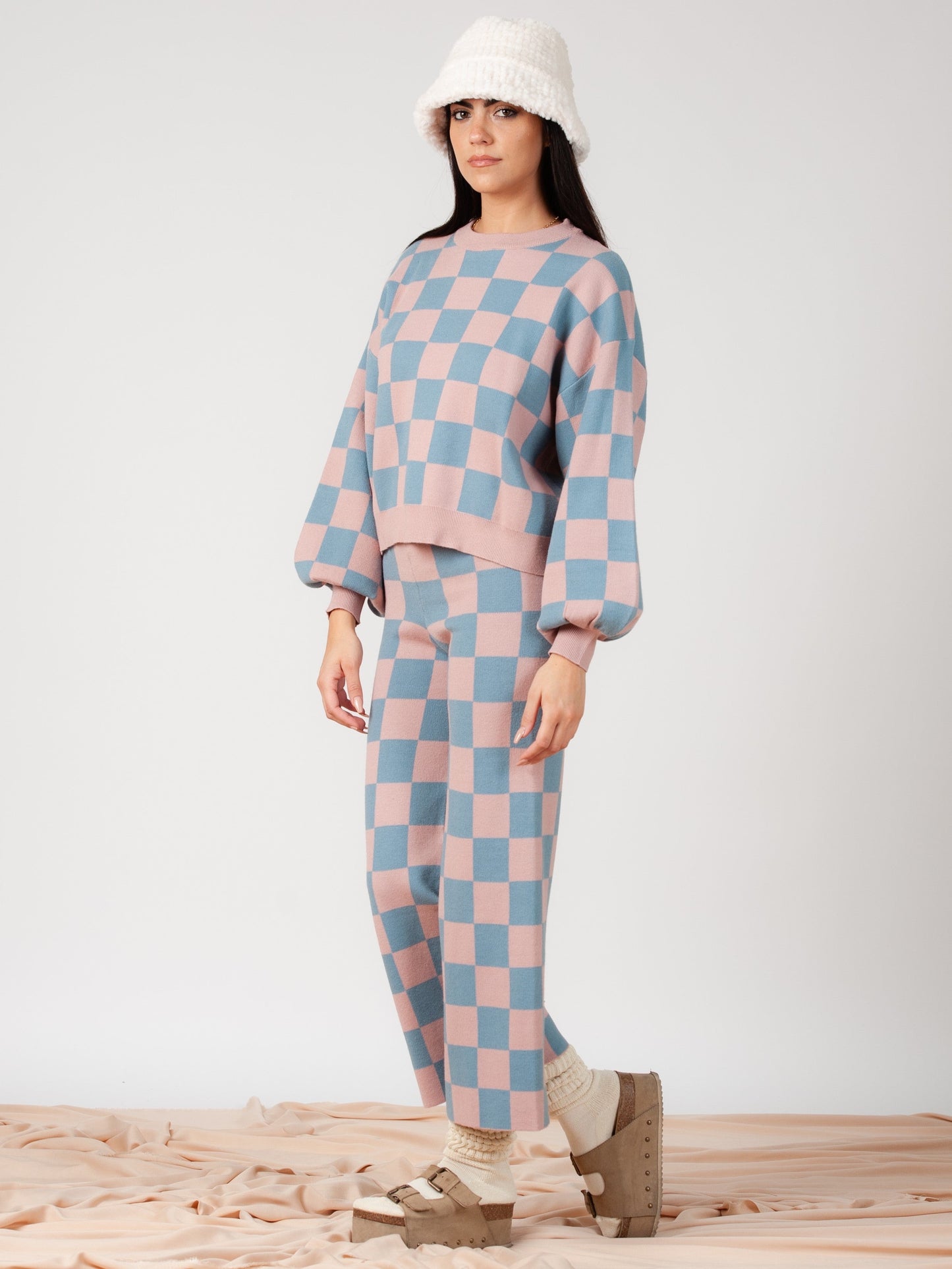 Women’s Checkered Crew Neck Sweater