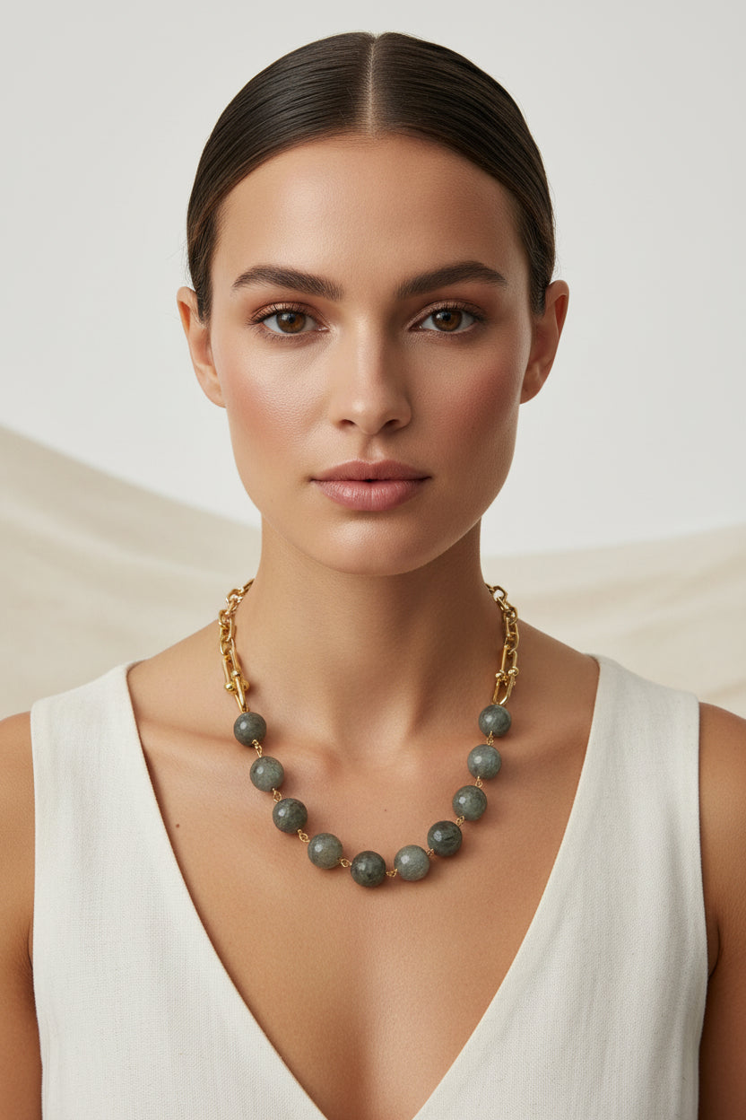 Women’s Natural Laborite Beaded Necklace
