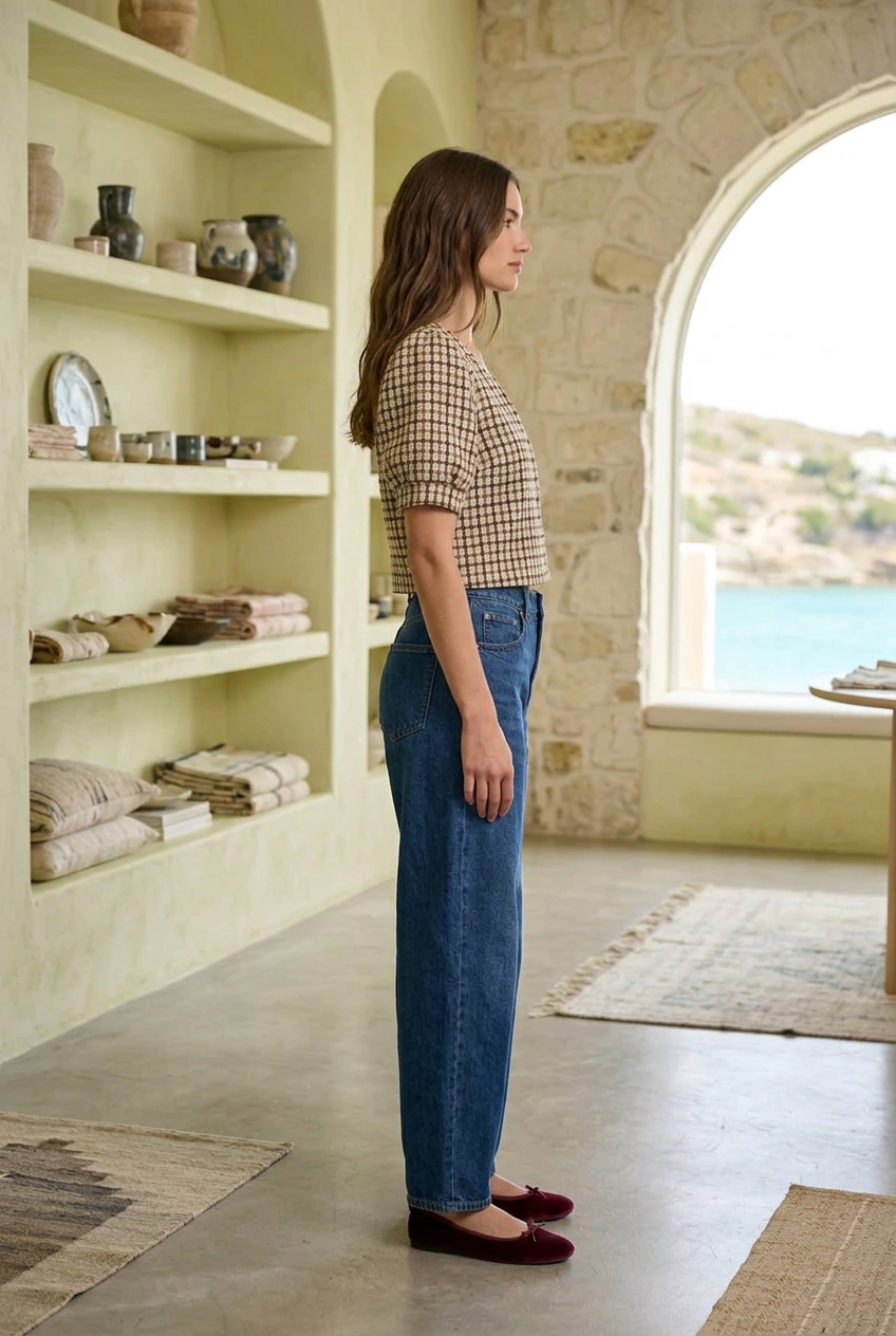 Women’s Tweed Crop Blouse