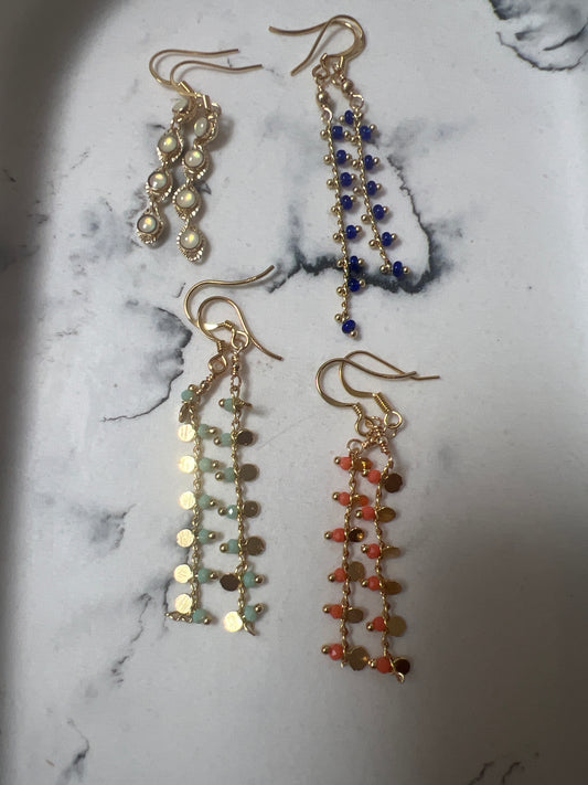 Natural Gemstone & 18K gold plated earrings