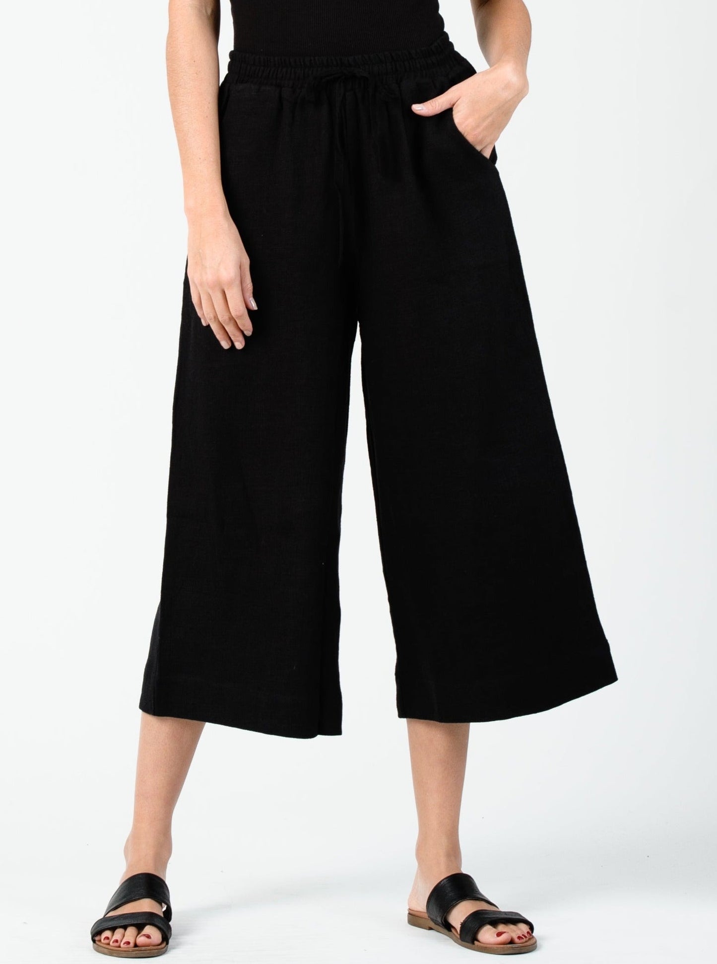 Women’s Linen Wide Leg Capri Pants