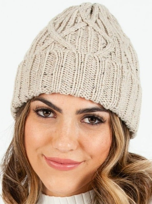 Women’s Cross Cable Knit Beanie