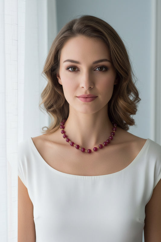 Women’s Natural Ruby Beaded Necklace