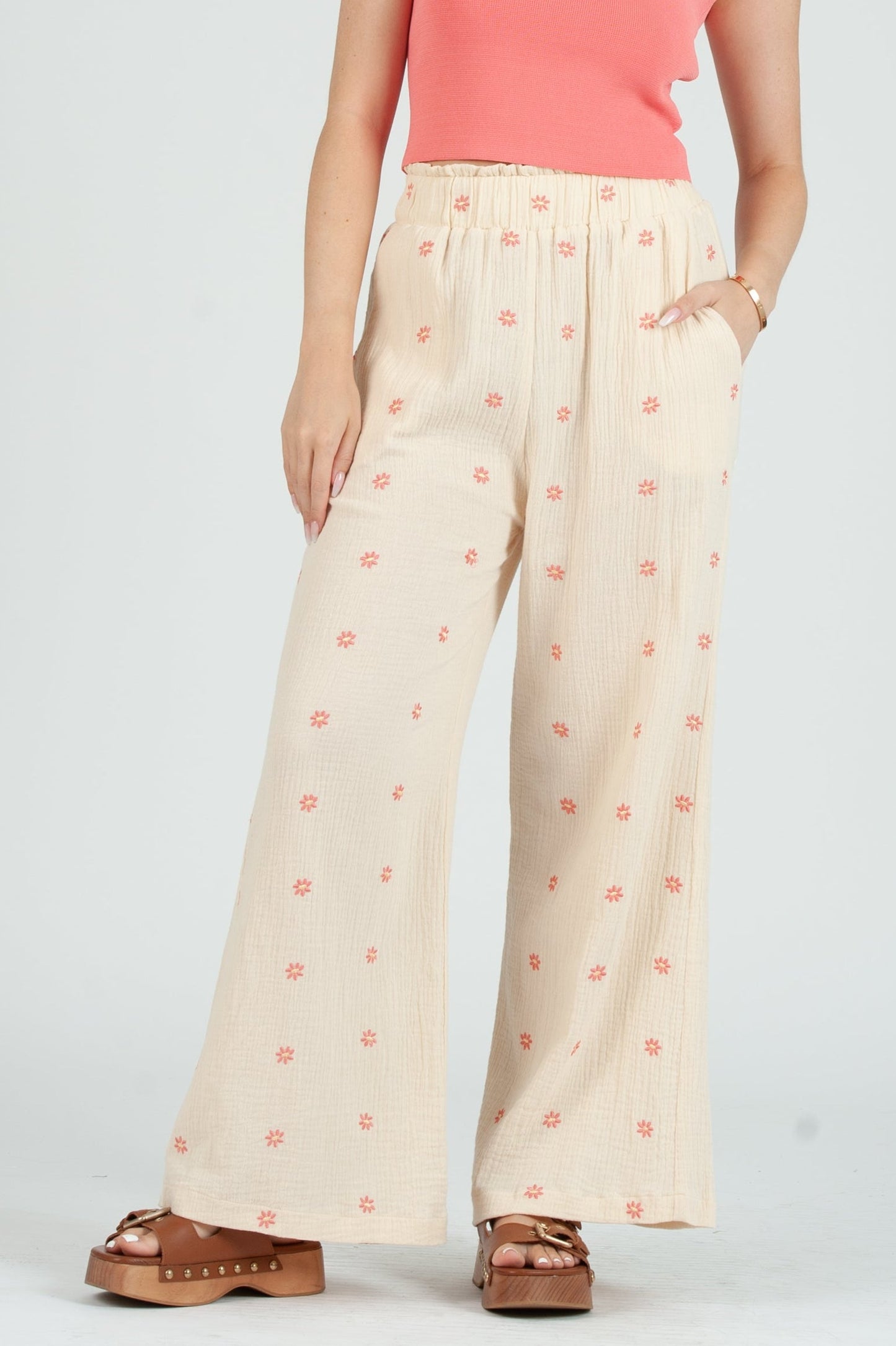 Women's Gauze Elastic Waist Pants
